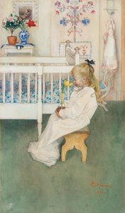 Lisbeth avec une tulipe jaune - Carl Larsson